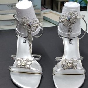 Alisha Hill strappy Butterfly Rhinestone heels
